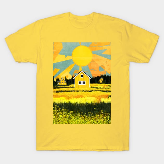 Yellow Village T-Shirt by KatherineBlowerDesigns